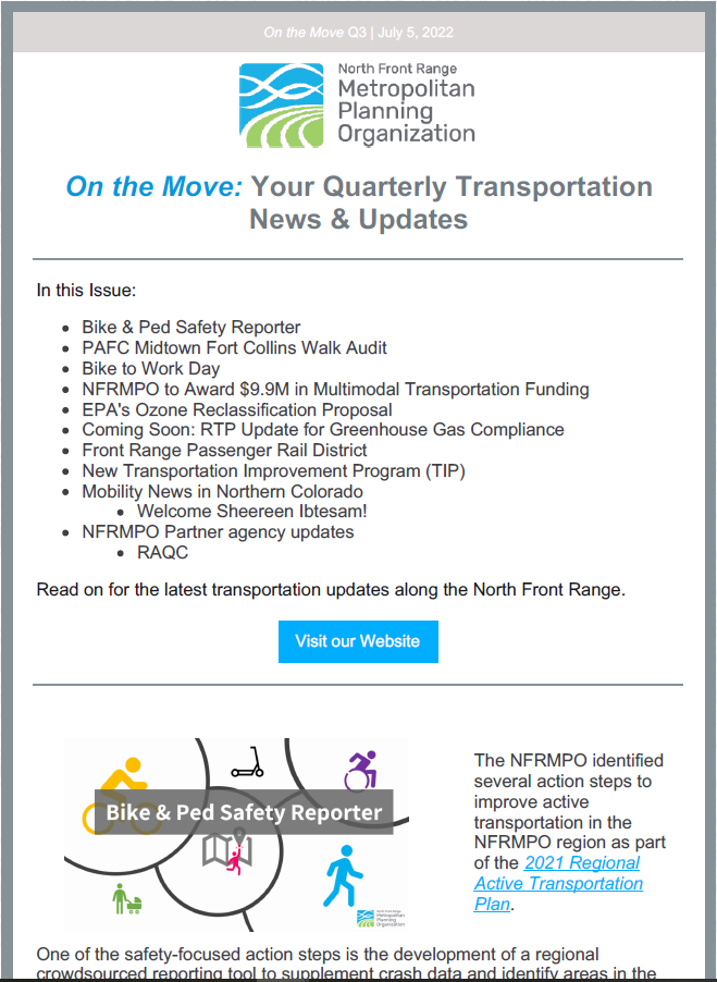 First page of On The Move Newsletter Summer edition