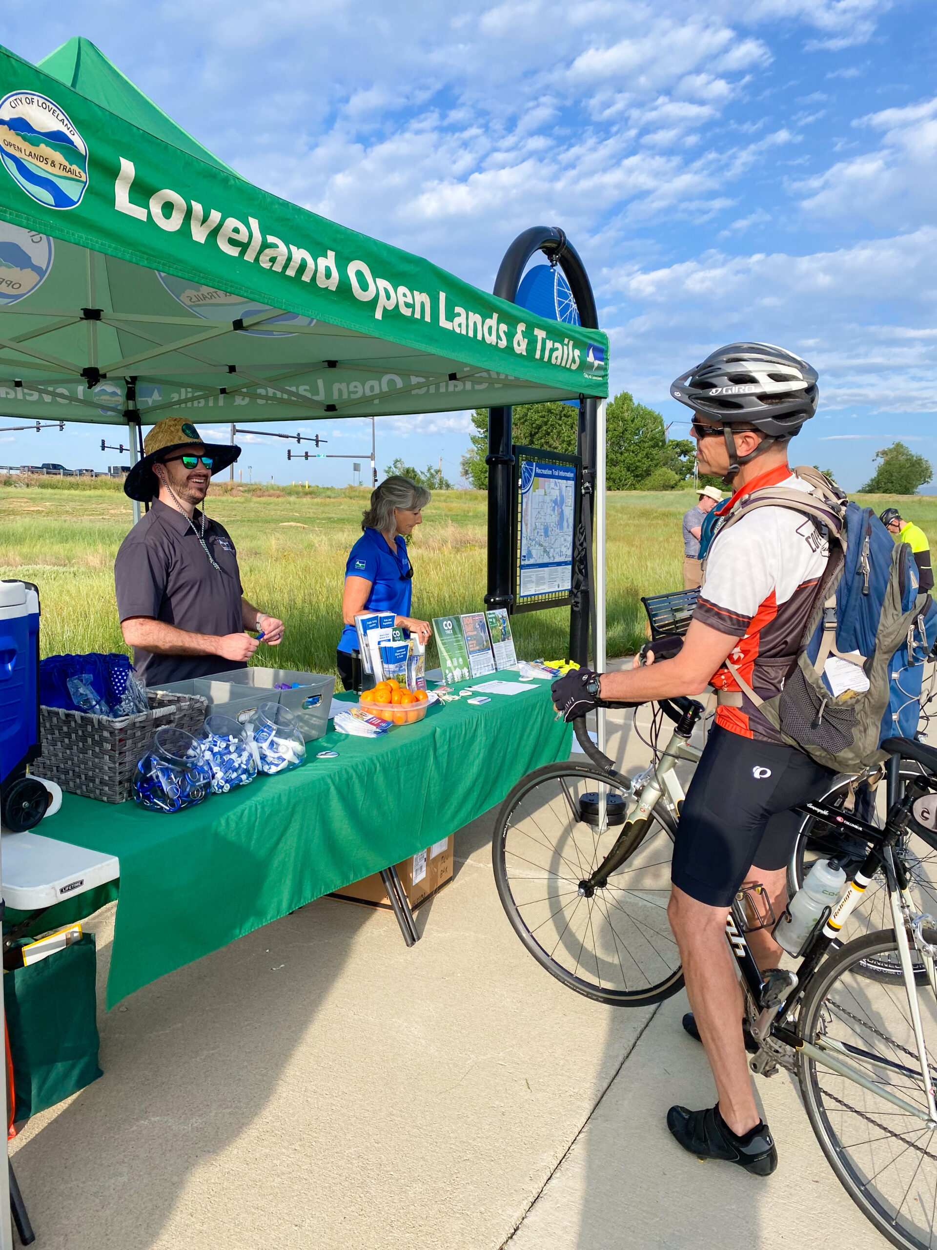 Cyclists at a Bike to Work Day station