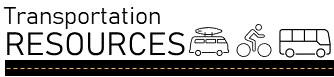 Transportation Resources in text with icons of van, bus, and bike